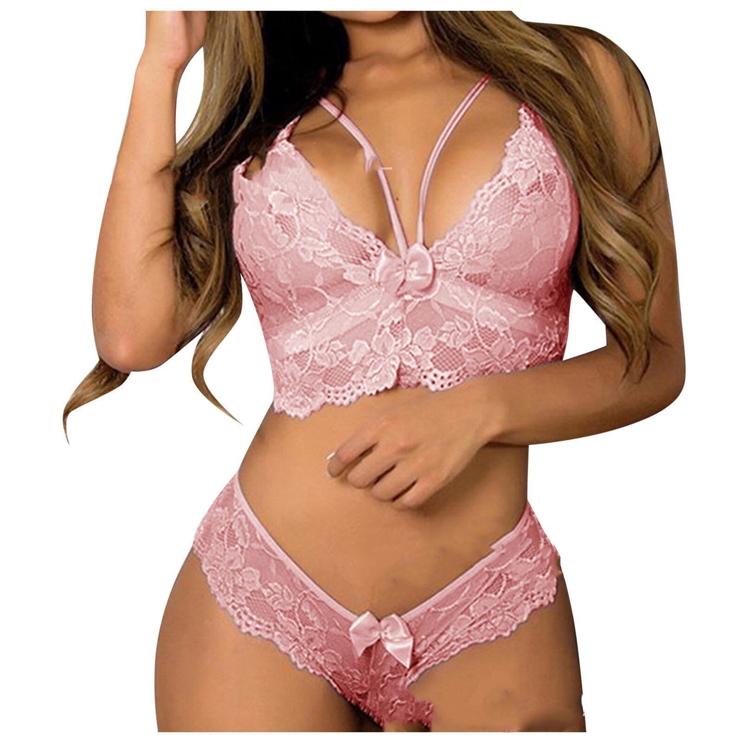 Plus Size Floral Lace Corset Bralette Set