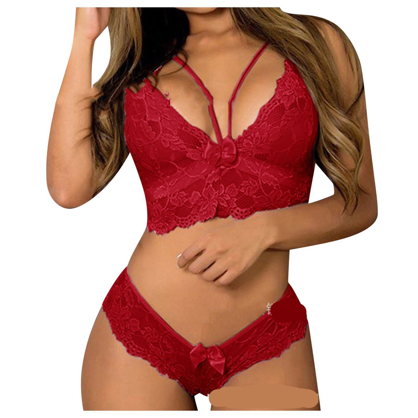 Plus Size Floral Lace Corset Bralette Set