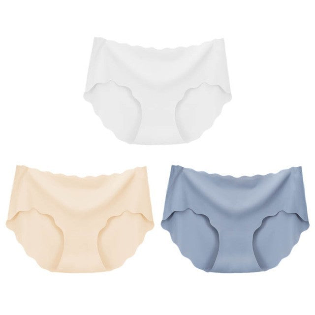 3Pcs Seamless Underwear Silk For Women Panties Lingerie