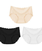 3Pcs Seamless Underwear Silk For Women Panties Lingerie