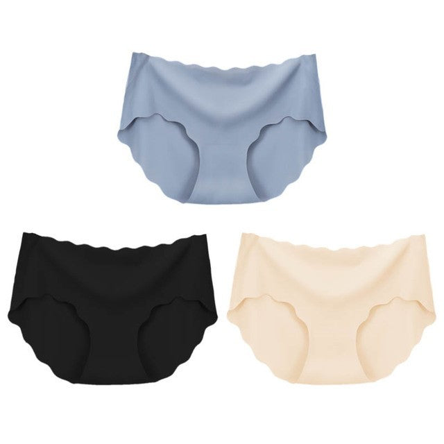 3Pcs Seamless Underwear Silk For Women Panties Lingerie