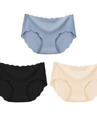 3Pcs Seamless Underwear Silk For Women Panties Lingerie