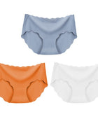 3Pcs Seamless Underwear Silk For Women Panties Lingerie