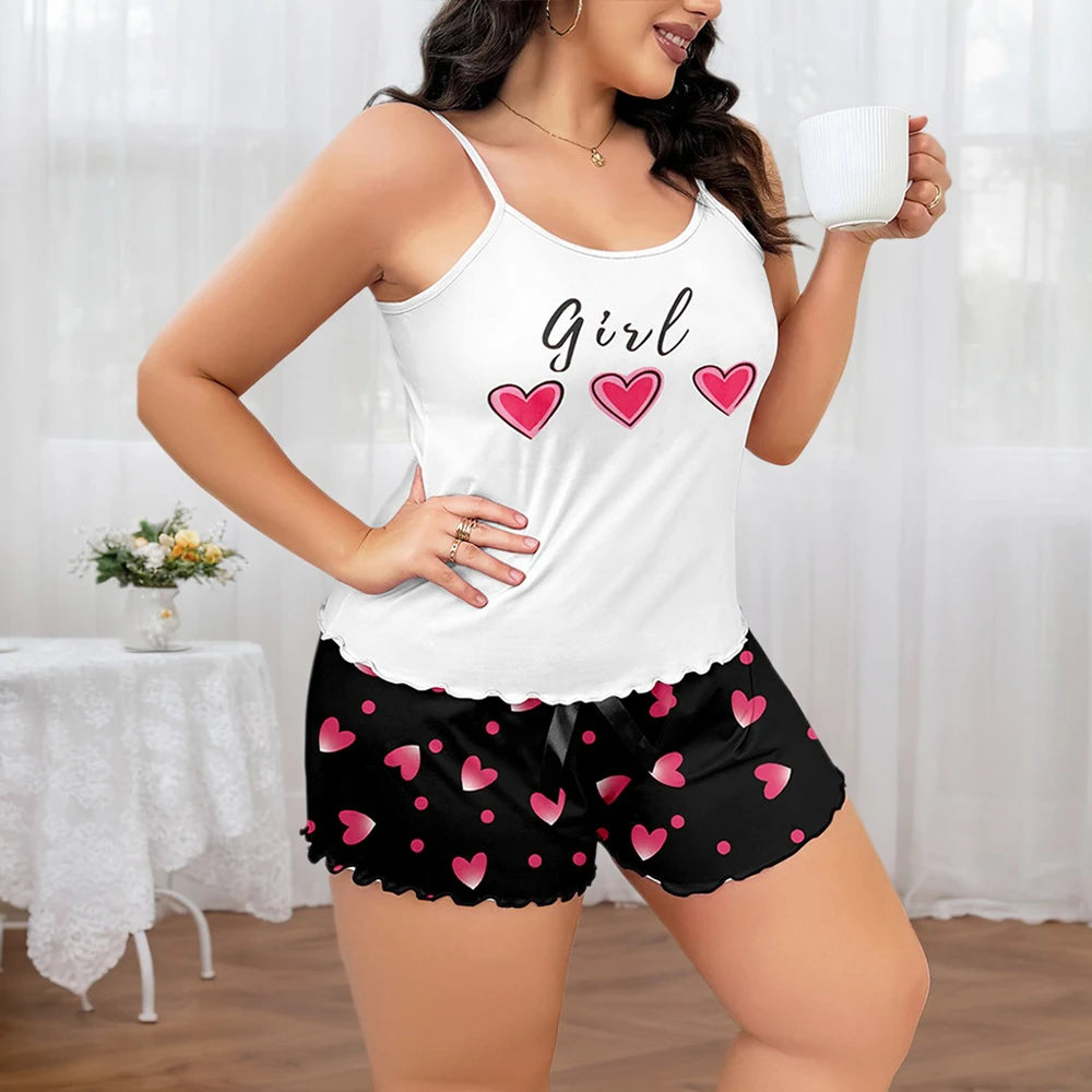 Home Wear Female 2 pieces Oversize Sleepwear 3XL 4XL 5XL ROUBI=LINGERIE