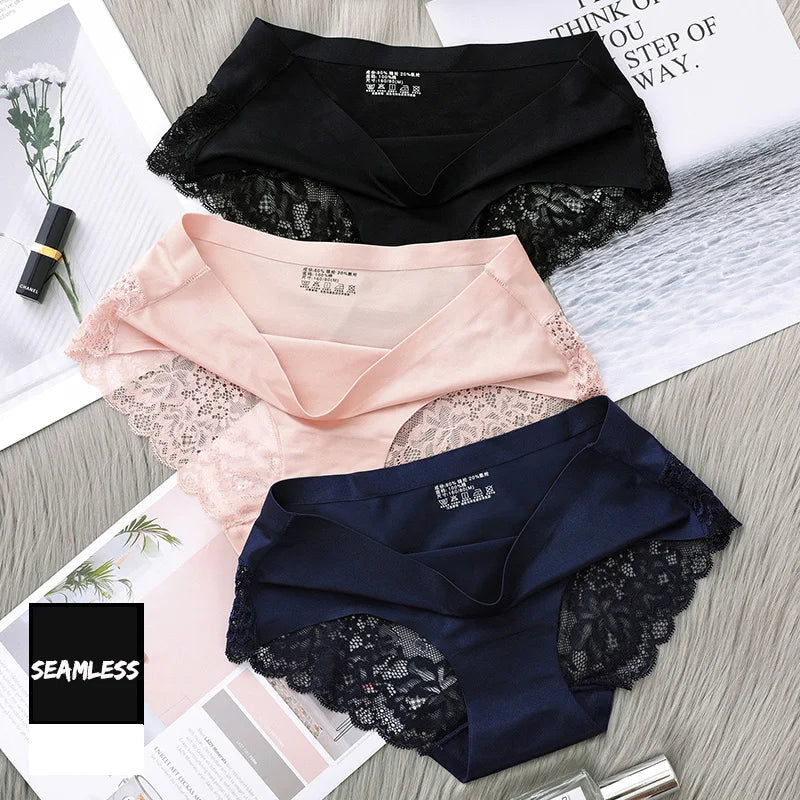 Women's Panties Exquisite Lace Underwear Silk Satin 4Pcs   . ROUBI=LINGERIE