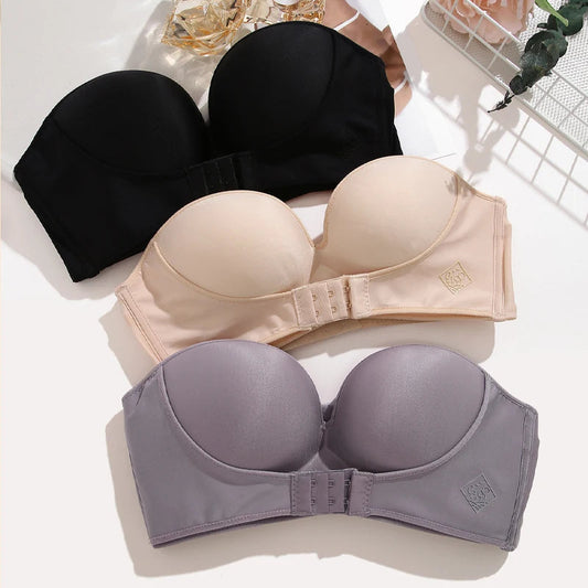 Front Closure Bras For Women Push Up Strapless ROUBI=LINGERIE