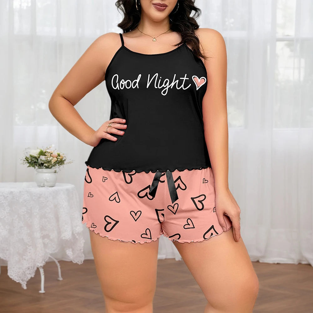 Home Wear Female 2 pieces Oversize Sleepwear 3XL 4XL 5XL ROUBI=LINGERIE