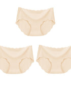 3Pcs Seamless Underwear Silk For Women Panties Lingerie