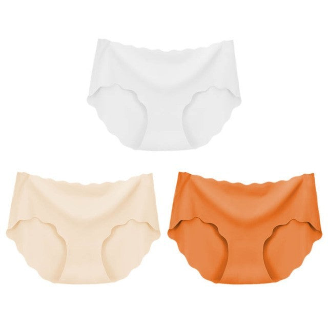 3Pcs Seamless Underwear Silk For Women Panties Lingerie