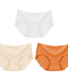 3Pcs Seamless Underwear Silk For Women Panties Lingerie