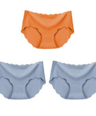 3Pcs Seamless Underwear Silk For Women Panties Lingerie