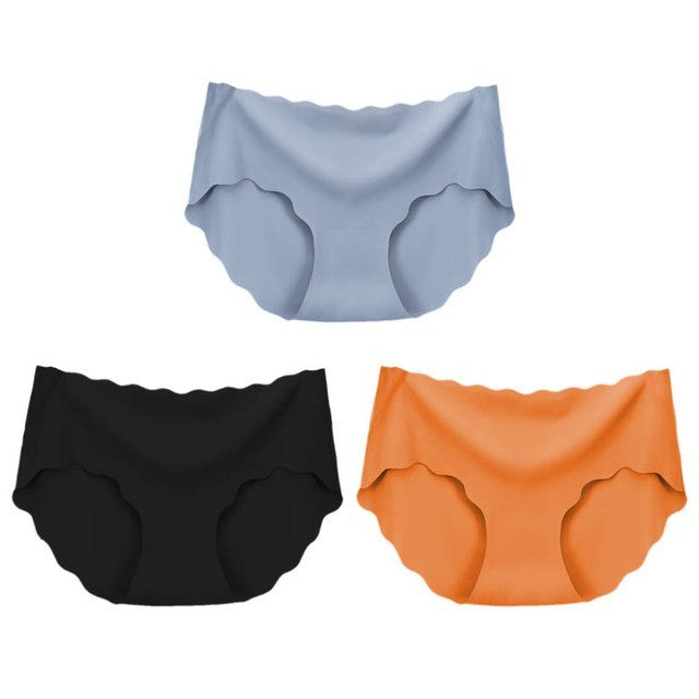 3Pcs Seamless Underwear Silk For Women Panties Lingerie