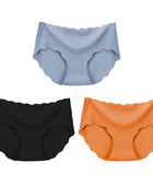 3Pcs Seamless Underwear Silk For Women Panties Lingerie